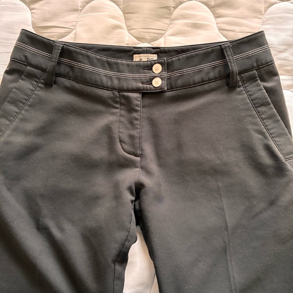 Adidas Pants Trousers Slacks Straight Leg Black Women’s Sz 2 Embroidered Logo - Picture 8 of 12
